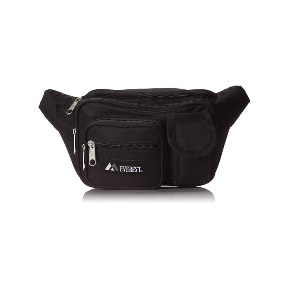 Everest 044MDH Multiple Pocket Fanny Pack, Everest Fanny Pack - Black