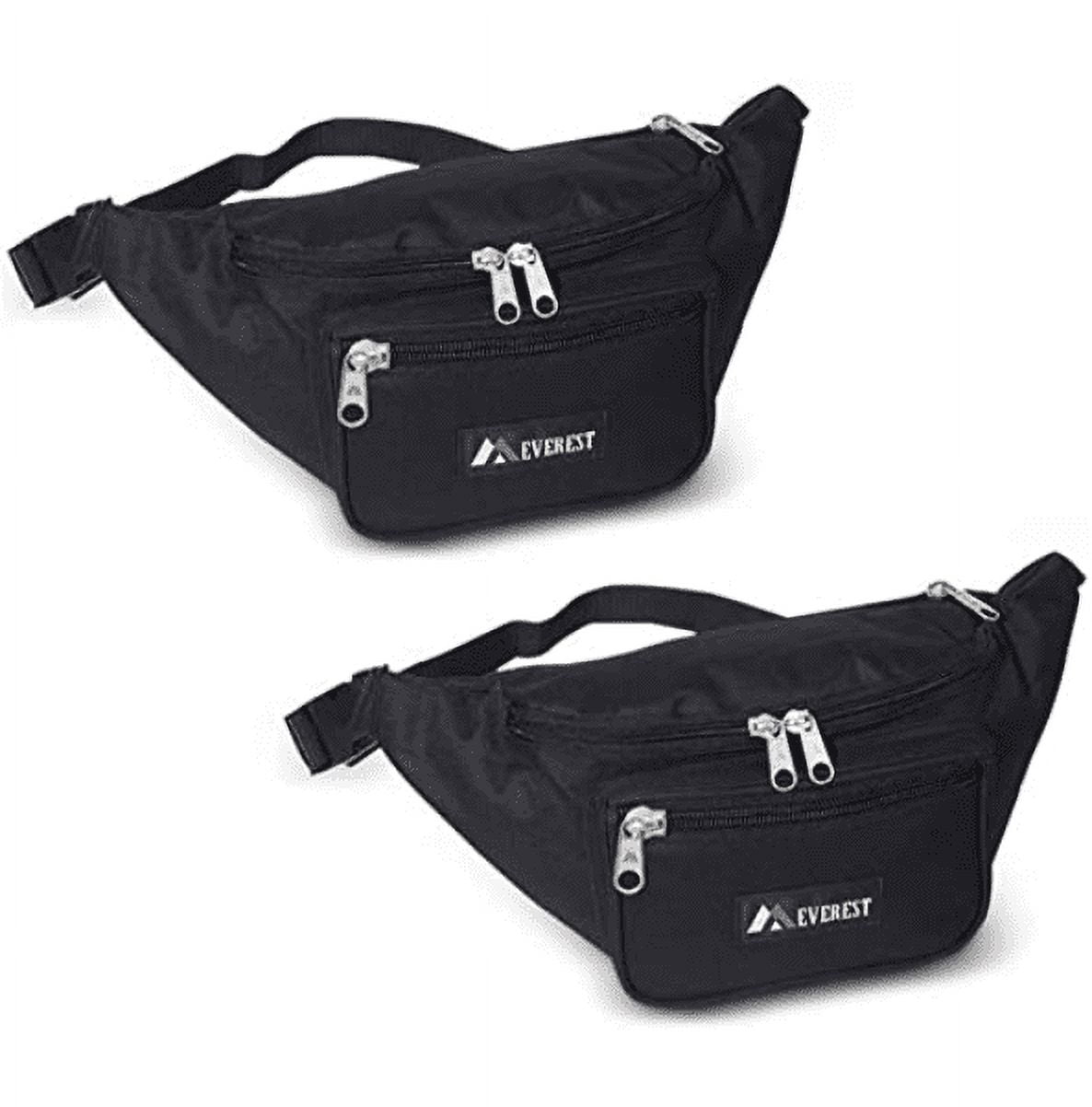 Everest 044XLD Extra Large Fanny Pack, Set of 2 Fanny Packs (Black)
