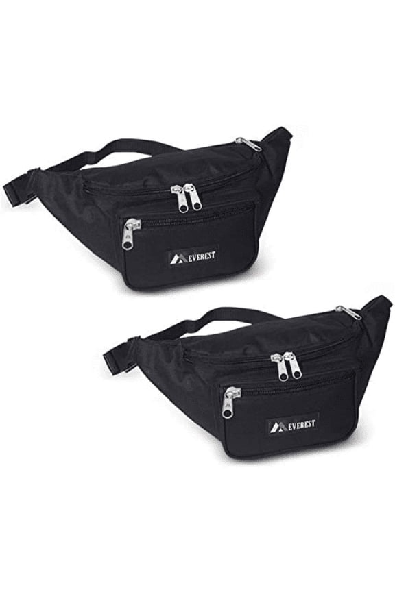 044XLD Extra Large Fanny Pack, Set of 2 Fanny Packs (Black)
