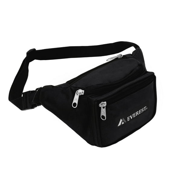 Everest 13.5" Signature Waist Pack - Medium, Black All Ages, Unisex 044MD-BK, Crossbody Fanny Pack Belt Bag