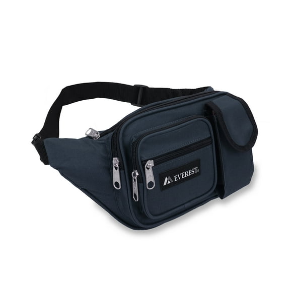 Everest 14" Multiple Pocket Waist Pack, Navy All Ages, Unisex 044MDH-NY, Crossbody Fanny Pack Belt Bag