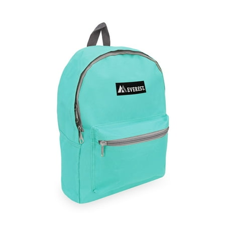 Everest 15" Basic Backpack, Aqua All Ages, Unisex 1045K-AQ, Carrier and Shoulder Book Bag for School, Work, Sports, and Travel