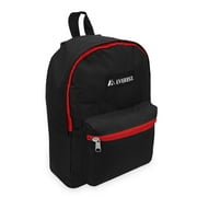 Everest 15" Basic Backpack, Black/Red All Ages, Unisex 1045K-BK/RD, Carrier and Shoulder Book Bag for School, Work, Sports, and Travel