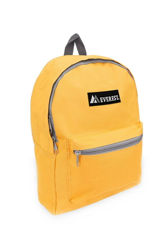 15" Basic Backpack, Yellow All Ages, Unisex 1045K-YE, Carrier and Shoulder Book Bag for School, Work, Sports, and Travel