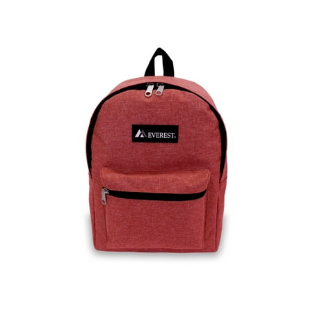 Everest 15" Basic Denim Backpack, Dark Red All Ages, Unisex 1045DM-DK RD, Carrier and Shoulder Book Bag for School, Work, Sports, and Travel