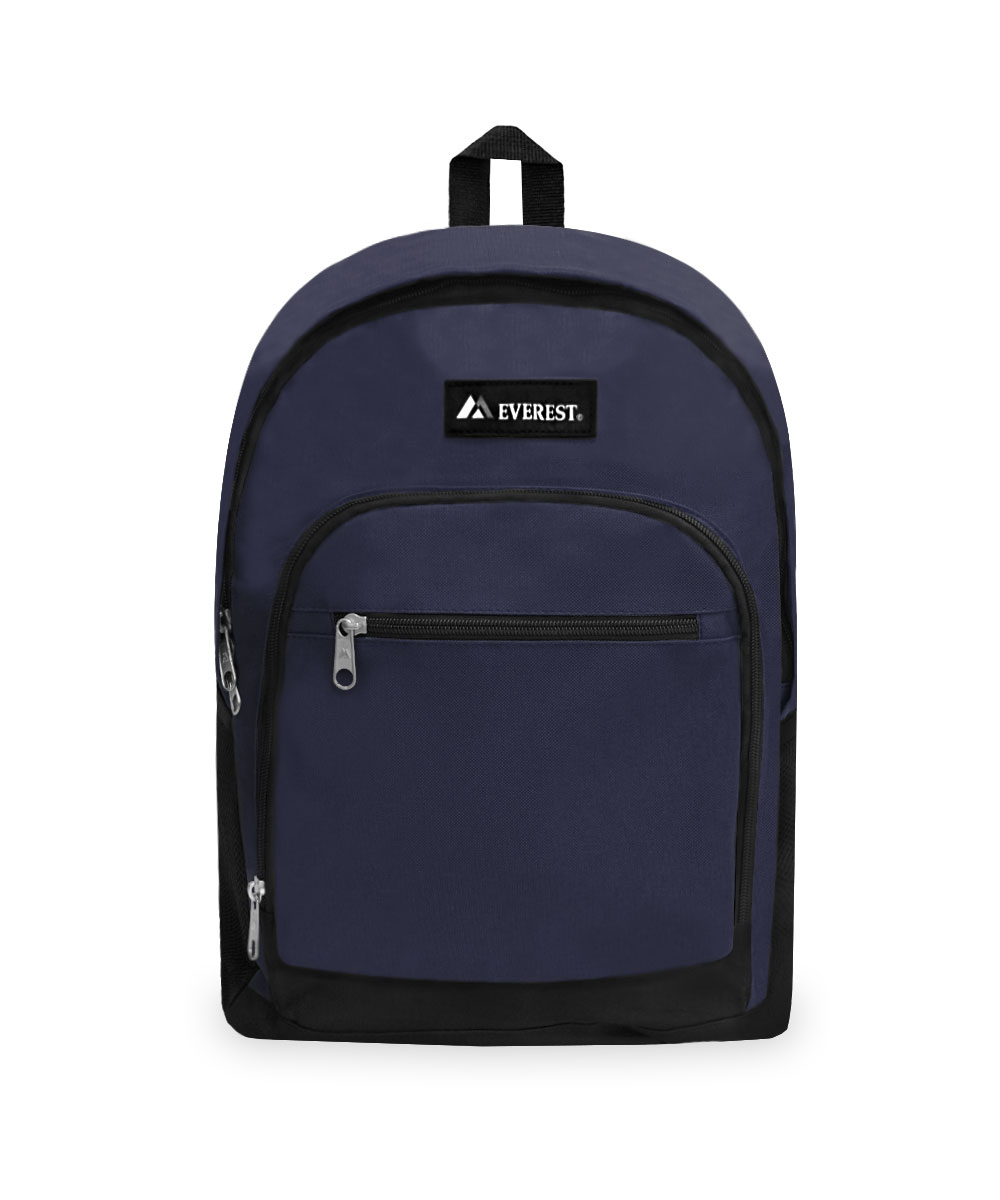 Everest 16.5" Casual Backpack w/ Side Mesh Pocket, Navy All Ages, Unisex 6045-NY/BK, Carrier and Shoulder Book Bag for School, Work, Sports, and Travel - image 1 of 4
