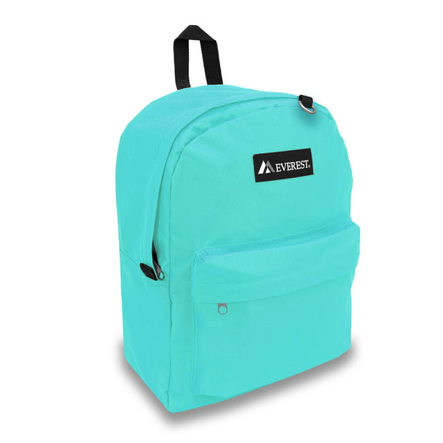 Everest 16.5" Classic Backpack, Aqua All Ages, Unisex 2045CR-AQ, Carrier and Shoulder Book Bag for School, Work, Sports, and Travel