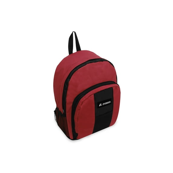Everest 17" Backpack w/ Front & Side Pockets, Burgundy/Black All Ages, Unisex BP2072-BURG/BK, Carrier and Shoulder Book Bag for School, Work, Sports, and Travel