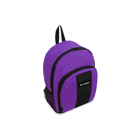Everest 17" Backpack w/ Front & Side Pockets, Dark Purple/Black All Ages, Unisex BP2072-DPL/BK, Carrier and Shoulder Book Bag for School, Work, Sports, and Travel