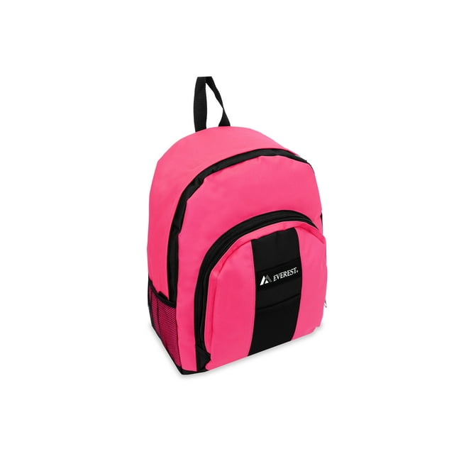 Everest 17" Backpack with Front & Side Pockets, HOT PINK/BLACK All Ages, Unisex - BP2072-HPK/BK