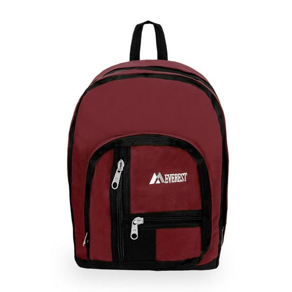 Everest 18" Double Main Compartment Backpack, Burgundy All Ages, Unisex 5045-BURG/BK, Carrier and Shoulder Book Bag for School, Work, Sports, and Travel