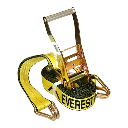 Everest 2"x27' Ratchet Tie Down Straps with DJ Hook Aluminum handle 3333lbs WLL Cargo Straps Perfect for Moving Appliances, Lawn Equipment and More 1pk