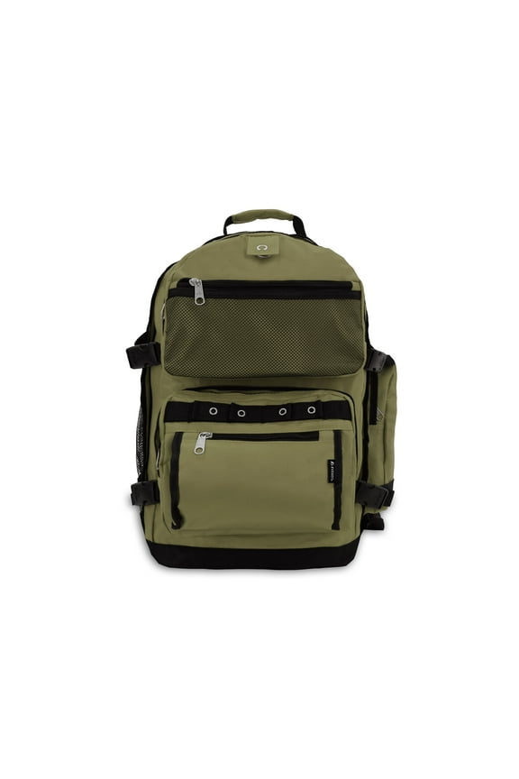 20" Oversized Deluxe Backpack, Olive All Ages, Unisex 3045R-OLI/BK, Carrier and Shoulder Book Bag for School, Work, Sports, and Travel