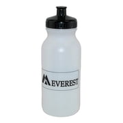 Everest 20 oz White and Black Plastic Water Bottle with Pull Top Lid