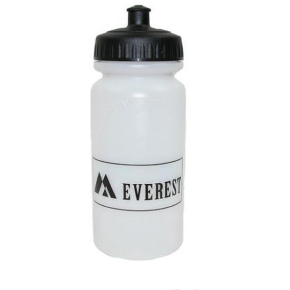 Everest 20 oz White and Black Plastic Water Bottle with Pull Top Lid