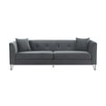 thumbnail image 1 of Everest 90" Gray Fabric Upholstered Sofa with Brushed Stainless Steel Legs, 1 of 7