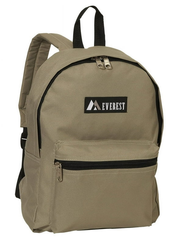 Everest Backpack Book Bag - Back to School Basic Style - Mid-Size Khaki