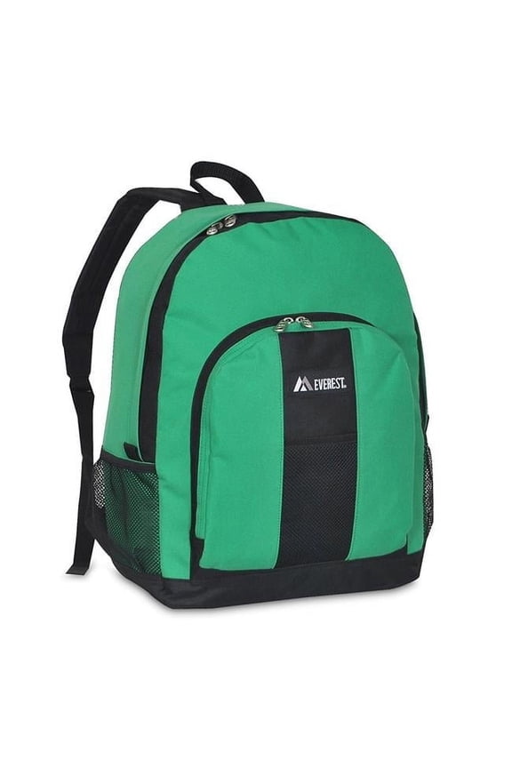 Backpack with Front & Side Pockets - Emerald Green & Black