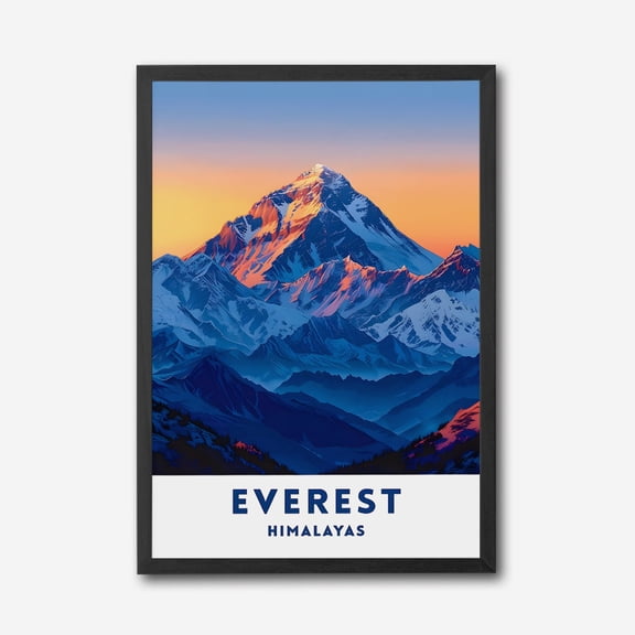Everest Himalayas Canvas Wall Art, Mountain Landscape Print, Sunrise Snow Peaks Home Decor, Modern Framed Artwork, Inspirational Nature Poster