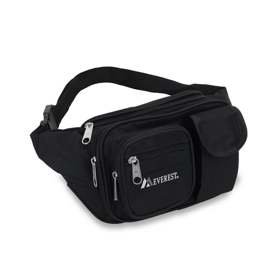 Everest Multiple Pockets Men's Fanny Pack, Black