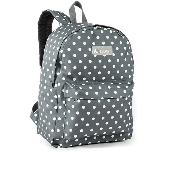 Everest Pattern Printed Backpack, Gray White Dot