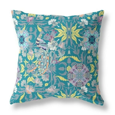 Amrita Sen Everest Peacock Broadcloth Indoor Outdoor Pillow, Zippered, GreenYellow
