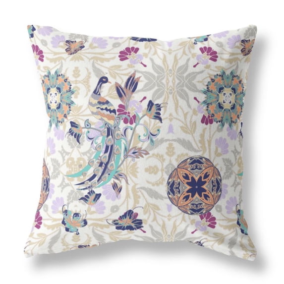Amrita Sen Broadcloth Zippered Pillow With White Purple CAPL300BrCDSZP18x18
