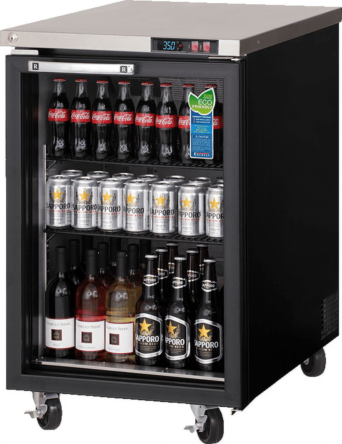 Everest Refrigeration EBB23G Back Bar Cooler Cabinet 1 Glass Door, 115v, NSF - 8 cu. ft.