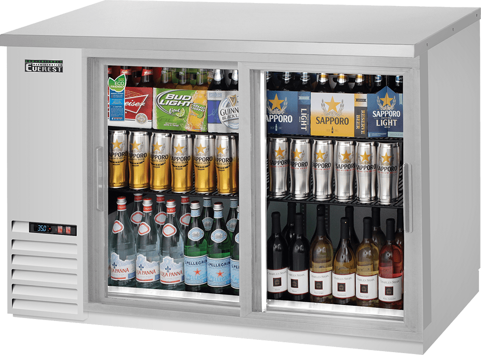 Everest Refrigeration EBB48G-SD-SS Back Bar Cooler Cabinet 2 Glass Sliding Doors, 115v, NSF - 13 cu. ft.