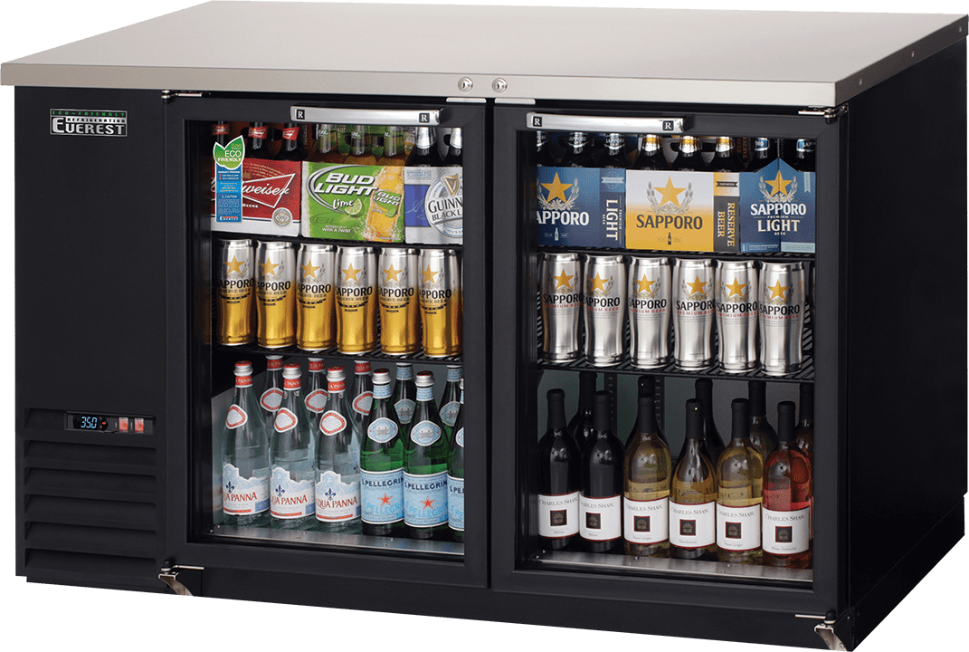 Everest Refrigeration EBB59G-24 57-3/4' Black Two-Door Glass Door Back Bar Cooler, 17-Cubic Feet, NSF