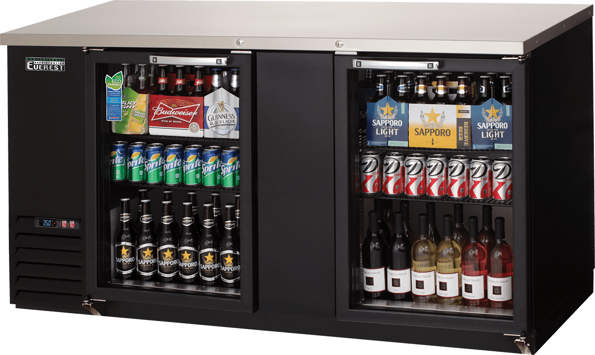 Everest Refrigeration EBB69G Back Bar Cooler Cabinet 2 Glass Doors, 115v, NSF - 24 cu. ft.
