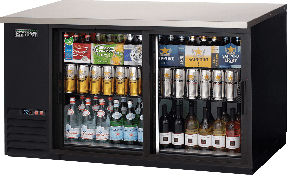 Everest Refrigeration EBB69G-SD Back Bar Cooler Cabinet 2 Glass Sliding Doors, 115v, NSF - 20 cu. ft.