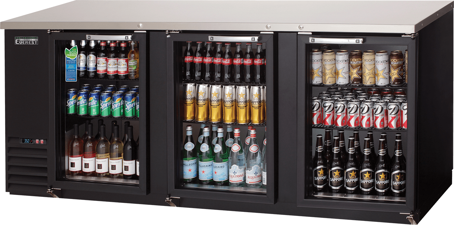 Everest Refrigeration EBB90G-24 Back Bar Cooler Cabinet 3 Glass Doors, 115v, NSF - 28 cu. ft.