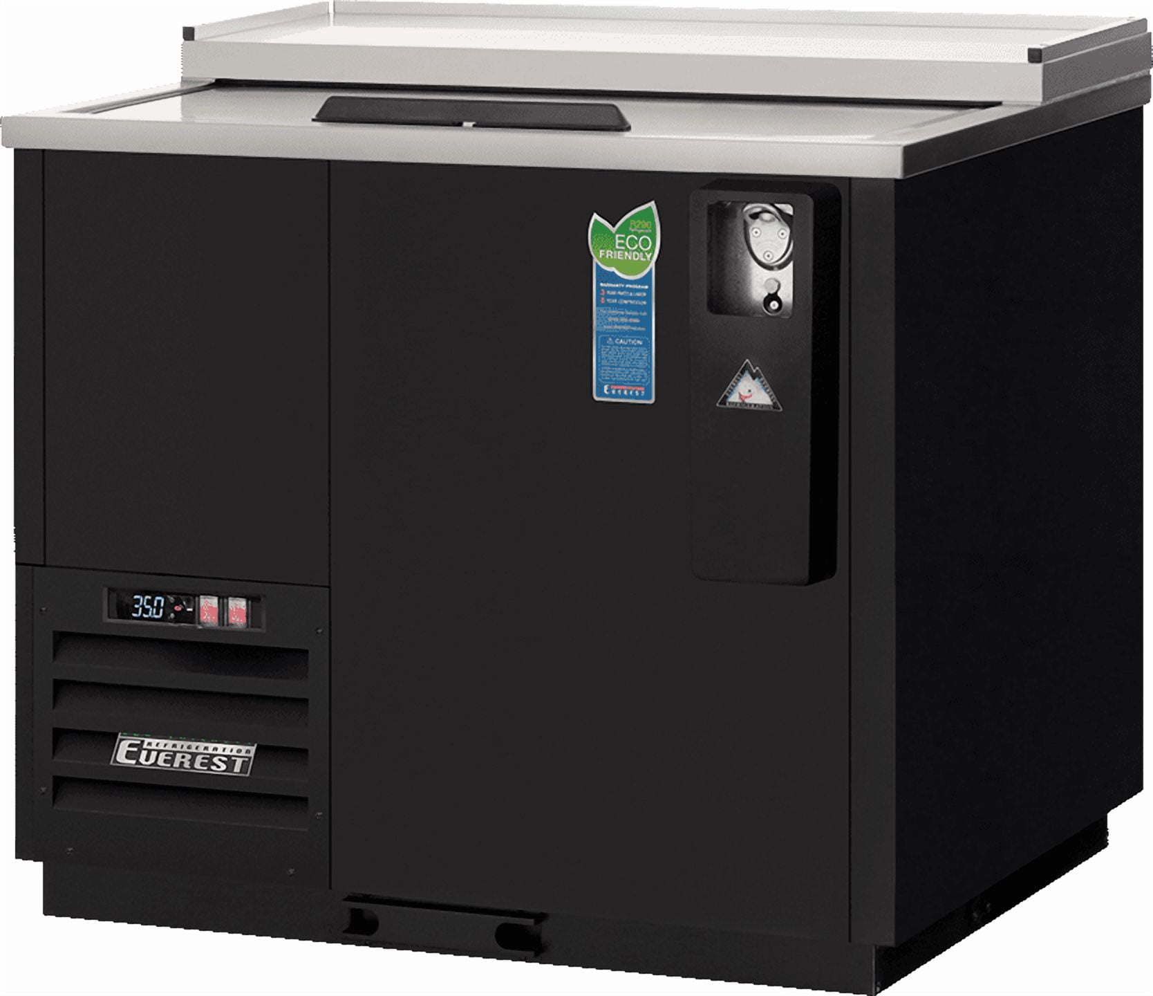 Everest Refrigeration EBC37 36-3/4' Horizontal Bottle Cooler 1 Lid, 115v, NSF - 11 cu. ft. Black