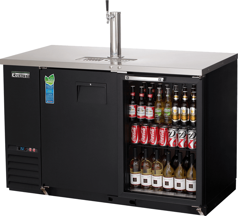 Everest Refrigeration EBD2-BBG Draft Beer Dispenser 1 Tower Single Tap Solid and Glass Doors, 115v, NSF - 20 cu. ft.