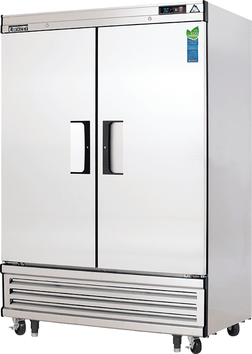Everest Refrigeration EBR2 54-1/8' Two-Door Solid Door Upright Reach-in Refrigerator, 50-Cubic Feet, NSF