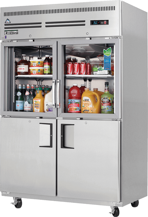 Everest Refrigeration EGSH4 Reach-in Refrigerator 4 Solid and Glass Half Doors, 115v, NSF - 48 cu. ft.