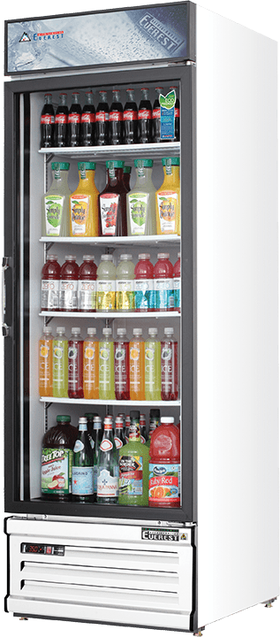 Everest Refrigeration EMGR20 24-3/4' Single Swing Glass Door Reach-in Merchandiser Refrigerator, 20-Cubic Feet, NSF