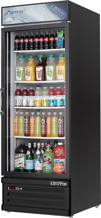 Everest Refrigeration EMGR24B Reach-in Merchandising Refrigerator 1 Glass Door, 115v, NSF - 25 cu.ft Black