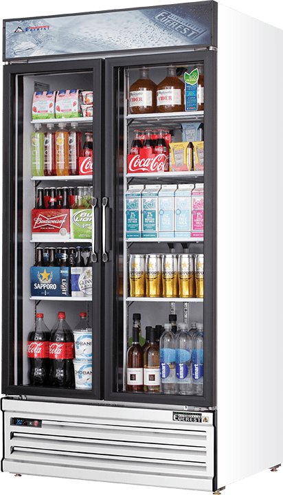 Everest Refrigeration EMSGR33 Reach-in Merchandising Refrigerator 2 Swing Glass Doors, 115v, NSF - 36 cu. ft.