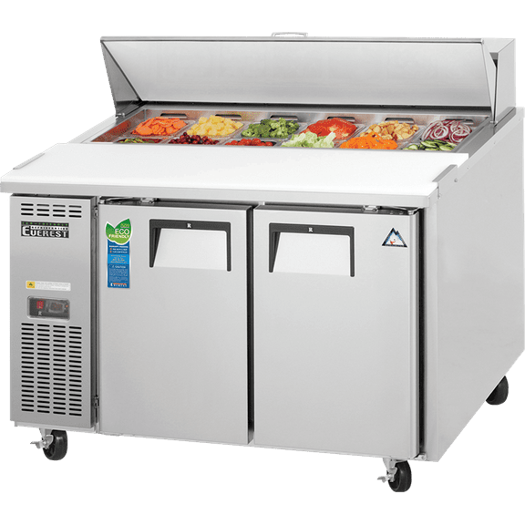 Everest Refrigeration EPR2 47.5" Two-Door Side Mount Sandwich Prep Table, 13-Cubic Feet, NSF