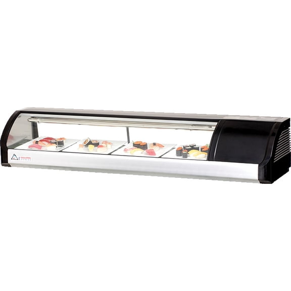 Everest Refrigeration ESC59R 59-Inch Right Compressor Curved Glass Refrigerated Sushi Case, 2-Cubic Feet, NSF