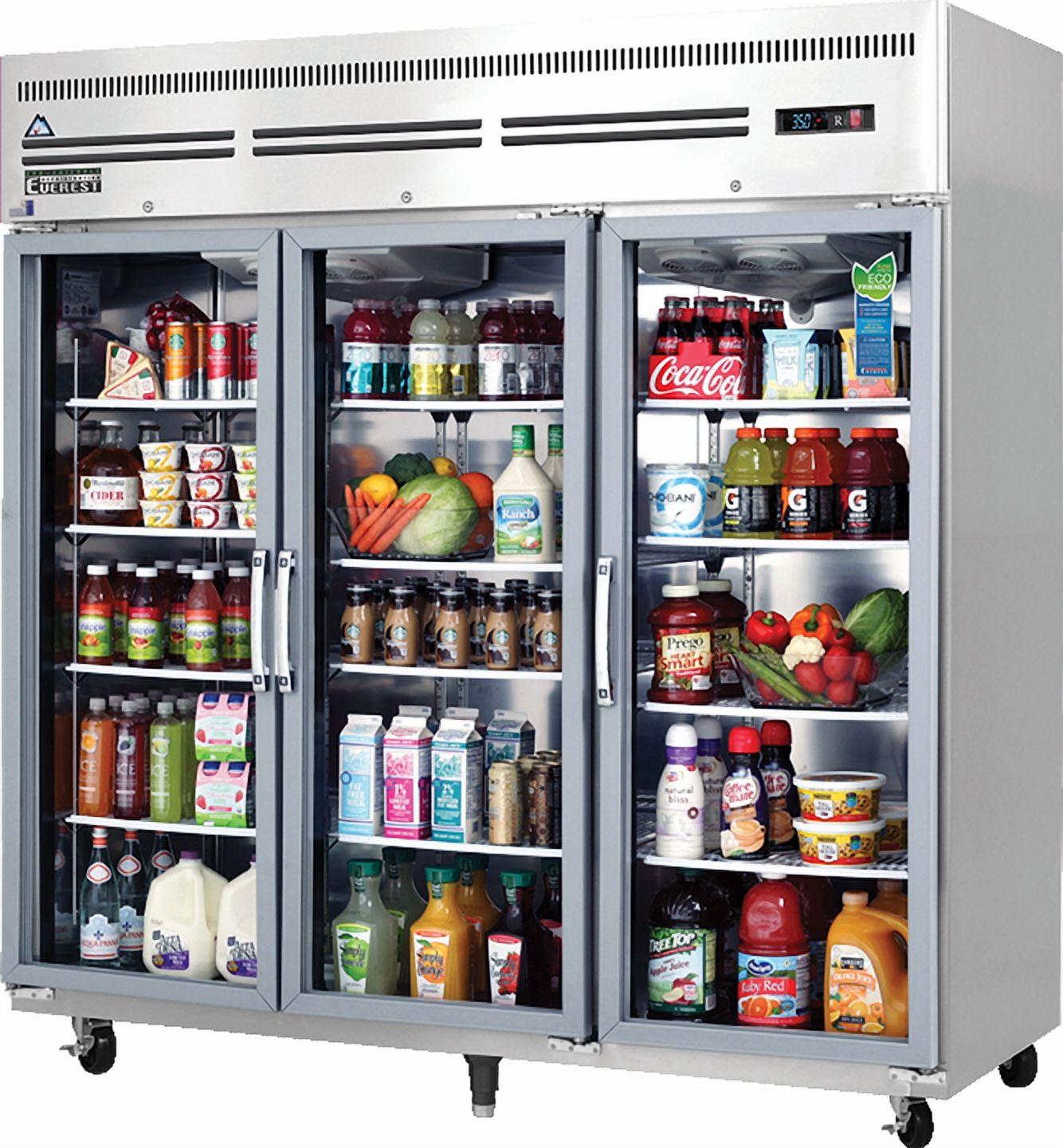 Everest Refrigeration ESGR3A Reach-in Refrigerator 3 Glass Doors, 115v, NSF - 71 cu. ft.