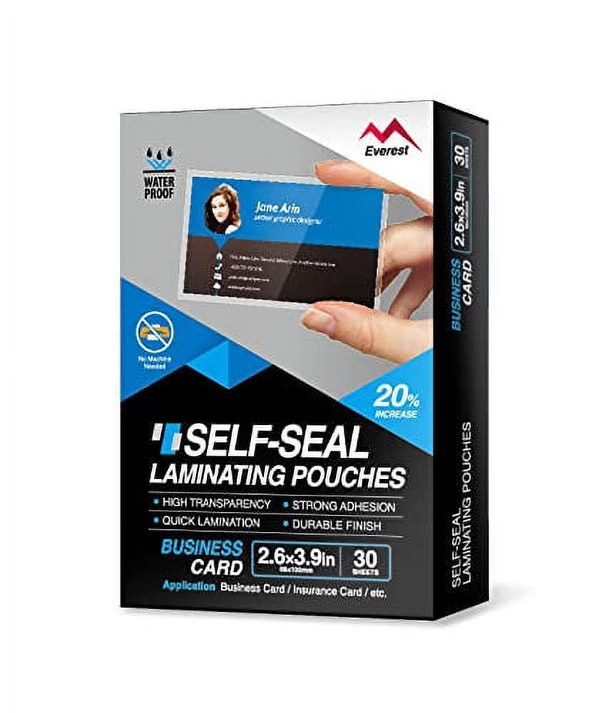 Everest Self Adhesive Laminating Pouches, Self Sealing for Cards