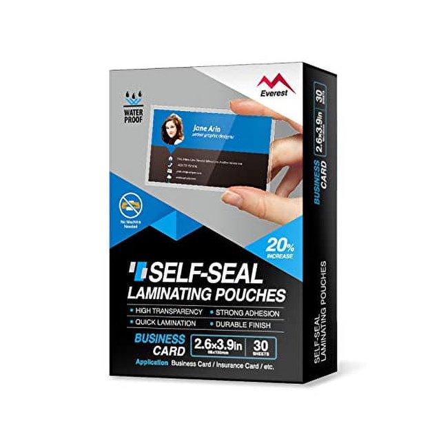 Everest Self Adhesive Laminating Pouches, Self Sealing for Cards