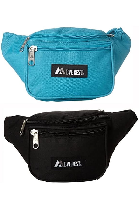 Signature Set of 2 Fanny Packs - Black and Turquoise