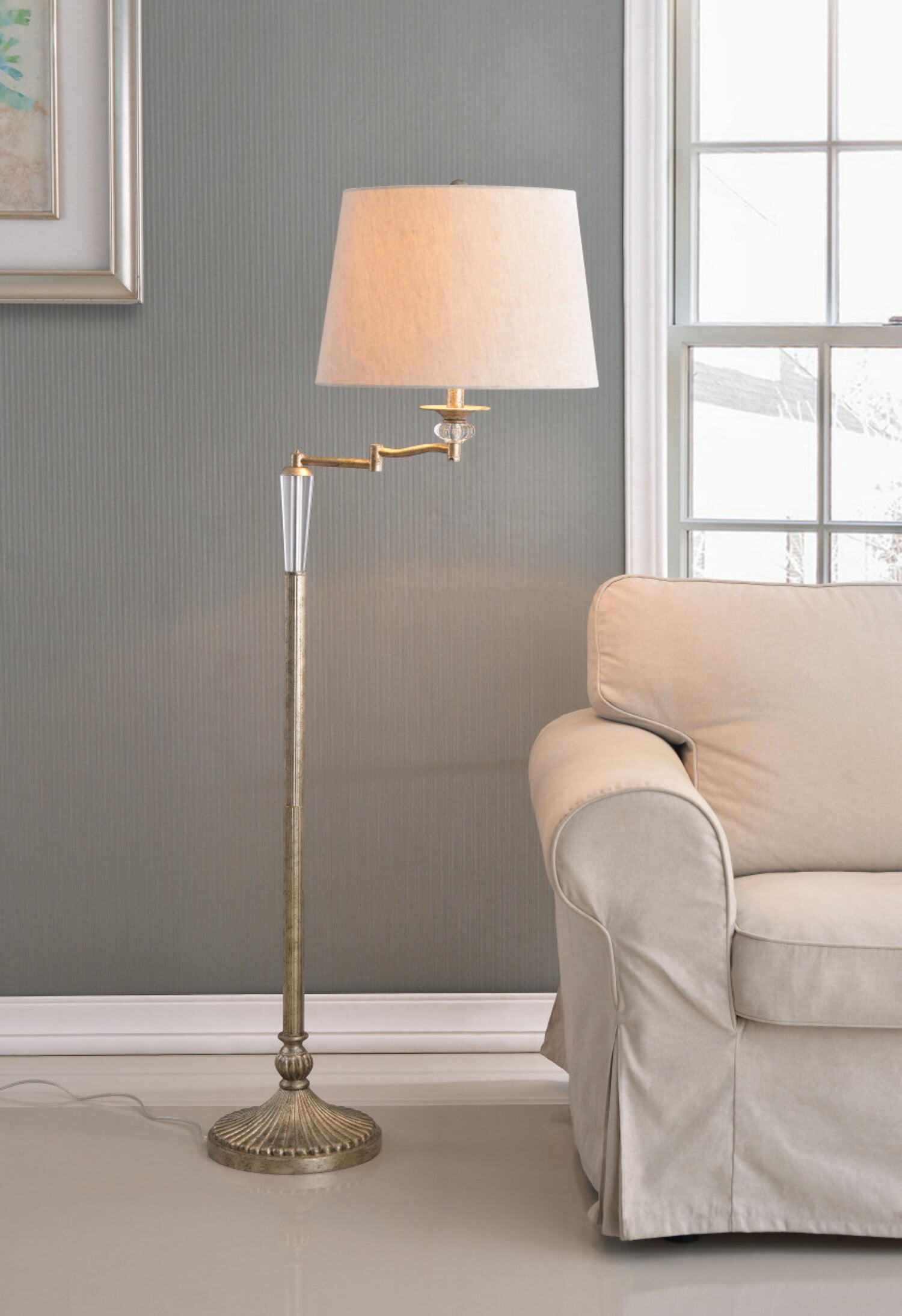 Everest Swing Arm Floor Lamp with Gold Finish - Walmart.com