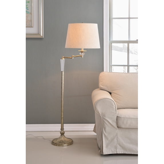 Everest Swing Arm Floor Lamp with Gold Finish