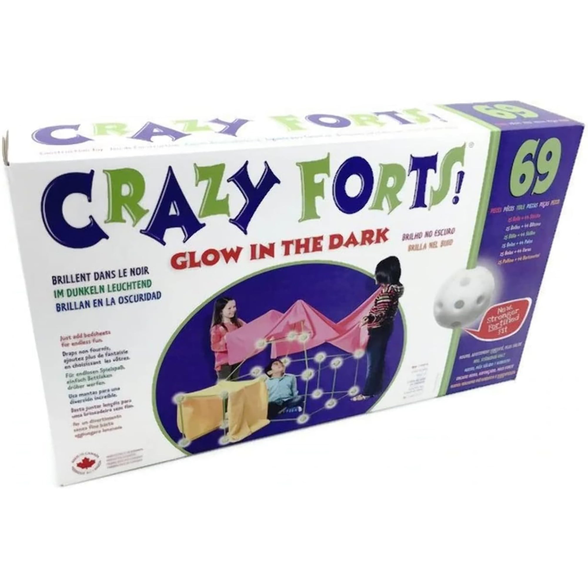 Everest Toys Crazy Forts! Glow In The Dark 69pc Rod & Ball Fort