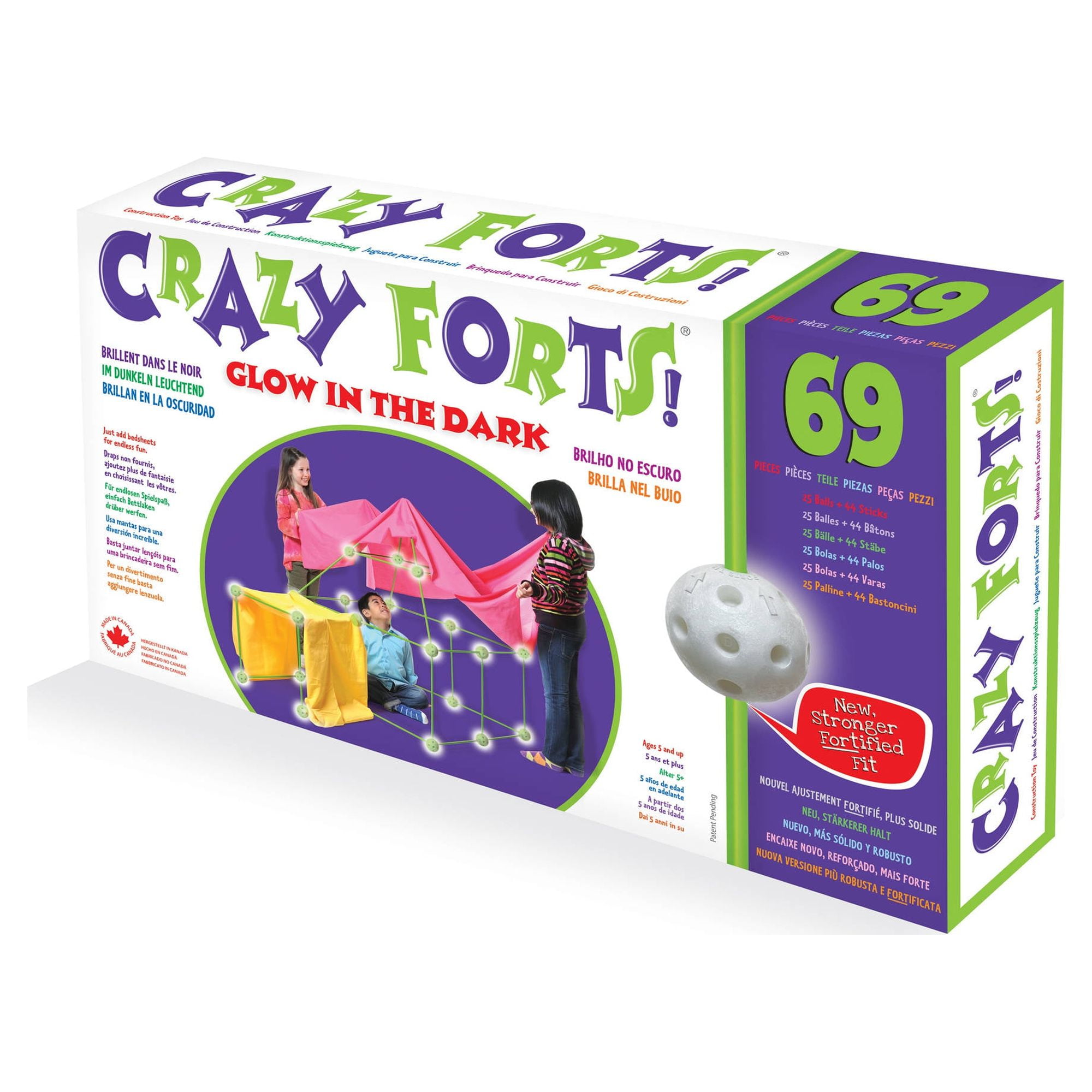 Everest Toys: Crazy Forts! Glow In The Dark - 69pc Rod & Ball Fort Building Playset, STEM Toy, Indoor/Outdoor, Create Your Own Structures, Kids Age 5+